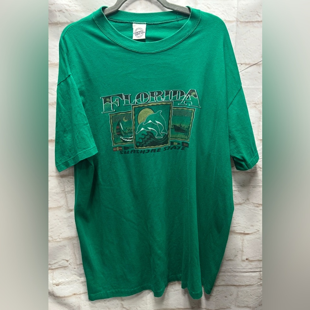 Vtg.‎ Florida tshirt green made in USA common thread tag. One size green